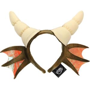 Dragon Horns Costume Headband – Sculpted & Filled Horns & Iridescent Wings Sewn To Sides, Accessory