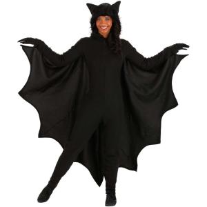 Fleece Bat Costume for Adults Bat Costume Men and Women’s Onesie Outfit(Fleece Bat Onesie Costume)