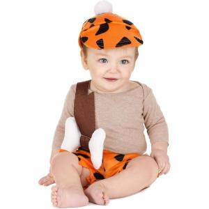 Flintstones Bamm-Bamm Infant Costume – Baby Caveman Costume, Dinosaur Bone Sash & Hat for Kids Halloween Party
