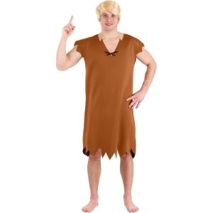 Flintstones Barney Rubble Halloween Costume for Men – Pullover Caveman Tunic for Adults – Officially Licensed(Bundle W/ Club)