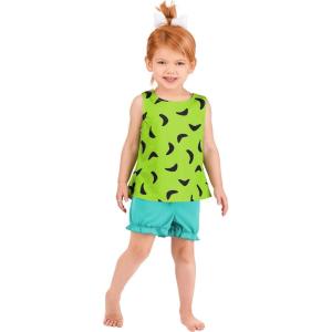 Flintstones Pebbles Costume for Toddlers – Girl’s Flintstone Costume – Cavewoman Shirt, Bloomers & Bone Hair Clip