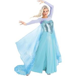 Frozen Elsa Costume | Officially Licensed Disney Premium Womens Outfit Long Sleeve Top, Skirt, Cape and Corset