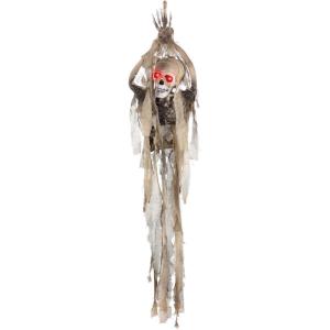 Fun Costumes 30″ Hanging Halloween Animated Skeleton Outdoor & Indoor Decoration, Battery Operated Light-Up Eyes Posable Yard Prop Decor(ST)