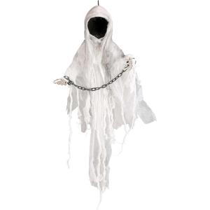 Fun Costumes 3FT Animatronic Hanging Faceless Ghost Outdoor & Indoor Decoration, Flying Scary Creepy Yard Patio Party Display