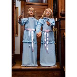 Fun Costumes 4FT Animated Evil Twins Light-Up Eyes Outdoor & Indoor Decoration, Creepy Scary Sounds Blue Dress Lawn Yard Display