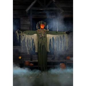 Fun Costumes 6.5FT Swiping Scarecrow Animatronic | Halloween Decoration with Moving Arm, Glowing Eyes, Fire Light Effects and Creepy Phrases