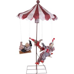 Fun Costumes 6FT Clown Go Round Animated Decoration, Spinning Creepy Carnival Music Indoor Outdoor Display