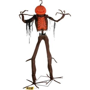 Fun Costumes 8FT Giant Animated Scarecrow Pumpkin Outdoor Decoration, Large Creepy Spooky Sounds Jack-O-Lantern Halloween Decor Standard(Standard)