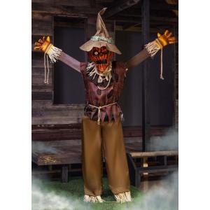 Fun Costumes Animatronic 5ft Talking Pumpkin Scarecrow Outdoor & Indoor Decoration, Scary Creepy Spooky Yard Lawn Display(Standard)