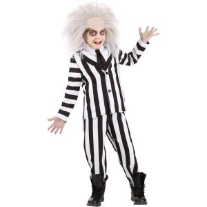 Fun Costumes Beetlejuice Costume for Kids, Black & White Striped Suit Tuxedo for Movie Cosplay, Ghost Dress-Up & Halloween(Costume)