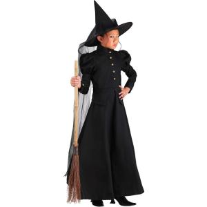 Fun Costumes Child Full Length Witch Costume Kid’s Deluxe Wicked Outfit – Small – Black(Medium)