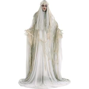 Fun Costumes Venetian Victoria White Ghost Light-Up Eyes LED Poseable Indoor Decoration Figure 66 Inches Tall, Arms Foam-Covered Wire – Standard, Gray(Standard)