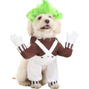 Fun Costumes Willy Wonka Pet’s Oompa Loompa for Dogs and Cats, Chocolate Factory Worker for Pets – Large(Medium)