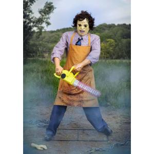 Gemmy 6 FT Leatherface Animatronic | Life Size Slasher Halloween Decoration with Motion, Sound Sensor and Chainsaw for Haunted House, Indoor Outdoor Display