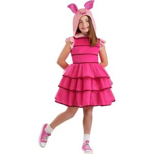Girl’s Disney Piglet Costume Dress | Officially Licensed Pink Piglet Outfit for Halloween and Dress-Up