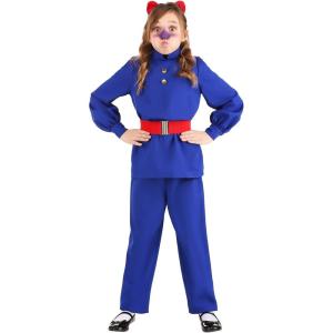 Girls Gum-Chewing Ticket Winner Halloween Costume | Kids Violet Outfit with Tunic, Pants, Belt, and Hair Bow