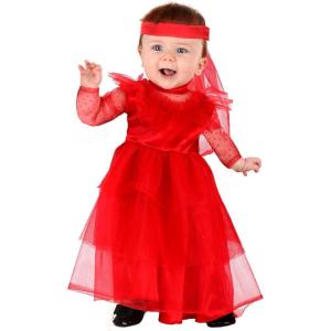 Infant Bride Lydia Costume – Satin Dress with Knit Mesh Veil Headband