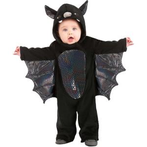 Infant Vampire Bat Costume Soft Minky Fleece Hooded Wings, Plush Belly & Ears