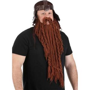 Lord of the Rings Gimli Hat and Beard Set – Helmet with Chin Strap and Beard, Officially Licensed(Bundle W/ Wig Cap)