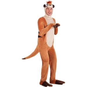 Meerkat Adult Costume, Super Soft Polyester with Tail, Zipper Front, Headpiece with 3D Facial Features