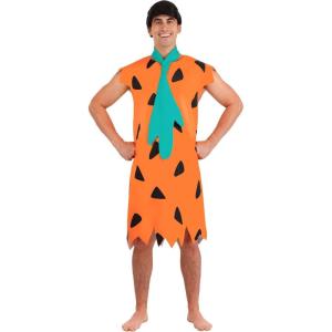 Men’s Fred Flintstone Costume with Tunic & Tie – The Flintstones Halloween Stone Age Caveman Outfit for Adults(Costume)