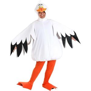 Men’s Plus Size The Little Mermaid Scuttle Costume | Disney Adult Seagull Bodysuit With Headpiece, Shoe Covers