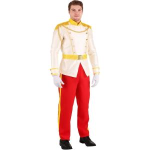 Official Disney Cinderella Prince Charming Costume for Men – Premium Quality White Royal Suit Outfit for Halloween(Bundle W/ Gloves)