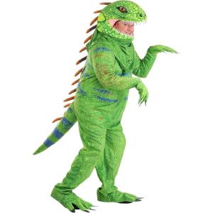 Plus Size Green Iguana Costume for Adults – Includes Lizard Jumpsuit, Headpiece, Claws & Tail for Animal Halloween Outfit