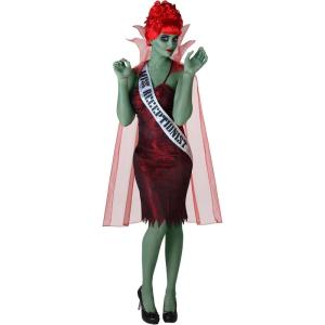 Plus Size Miss Dead Receptionist Halloween Costume With Sash and Cape | Day Of The Dead Dress Outfit For Women