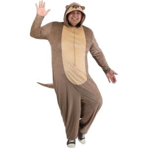 Plus Size Otter Costume | Adult Sea Creature Outfit With Front Zipper, Tail, And Hood For Halloween & Dress Up