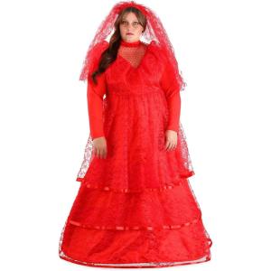Plus Size Red Gothic Wedding Dress Costume for Women
