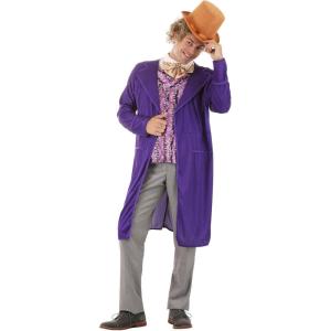 Willy Wonka Costume for Men, Purple Jacket Chocolate Factory Uniform & Top Hat for Movie Cosplay & Halloween(Willy Wonka Costume)