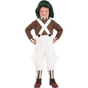 Willy Wonka Toddler Oompa Loompa Costume Jumpsuit – Kid’s Chocolate Factory Worker Uniform Overalls Outfit