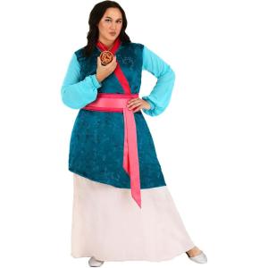 Women’s Disney Mulan Plus Size Costume – Adult Disney Cosplay Outfits – Female Disney Character Costume Dress(Blue)