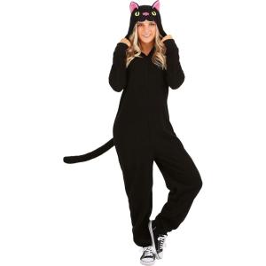 Women?s Fawn Deer Onesie Cozy Deer Costume for Adults Fawn Onesie Pajamas(Black Cat)