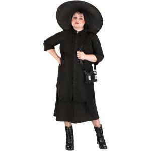 Women’s Plus Size Gothic Deetz Costume Dress – Classic Dark Witch Halloween Outfit – Lydia Deetz Inspired
