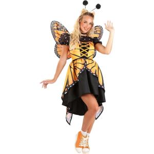 Womens Trendy Butterfly Costume Dress with Wings and Headband for Halloween Party Cosplay | Nature Insect Outfit
