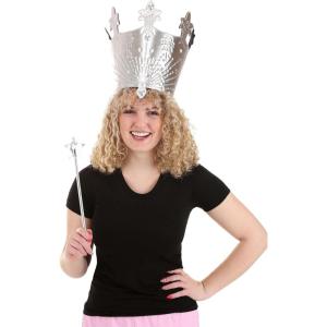 elope Glinda Crown & Wand Costume Accessory Kit – Metallic Crown with Faux Gems, 12-Inch Wand