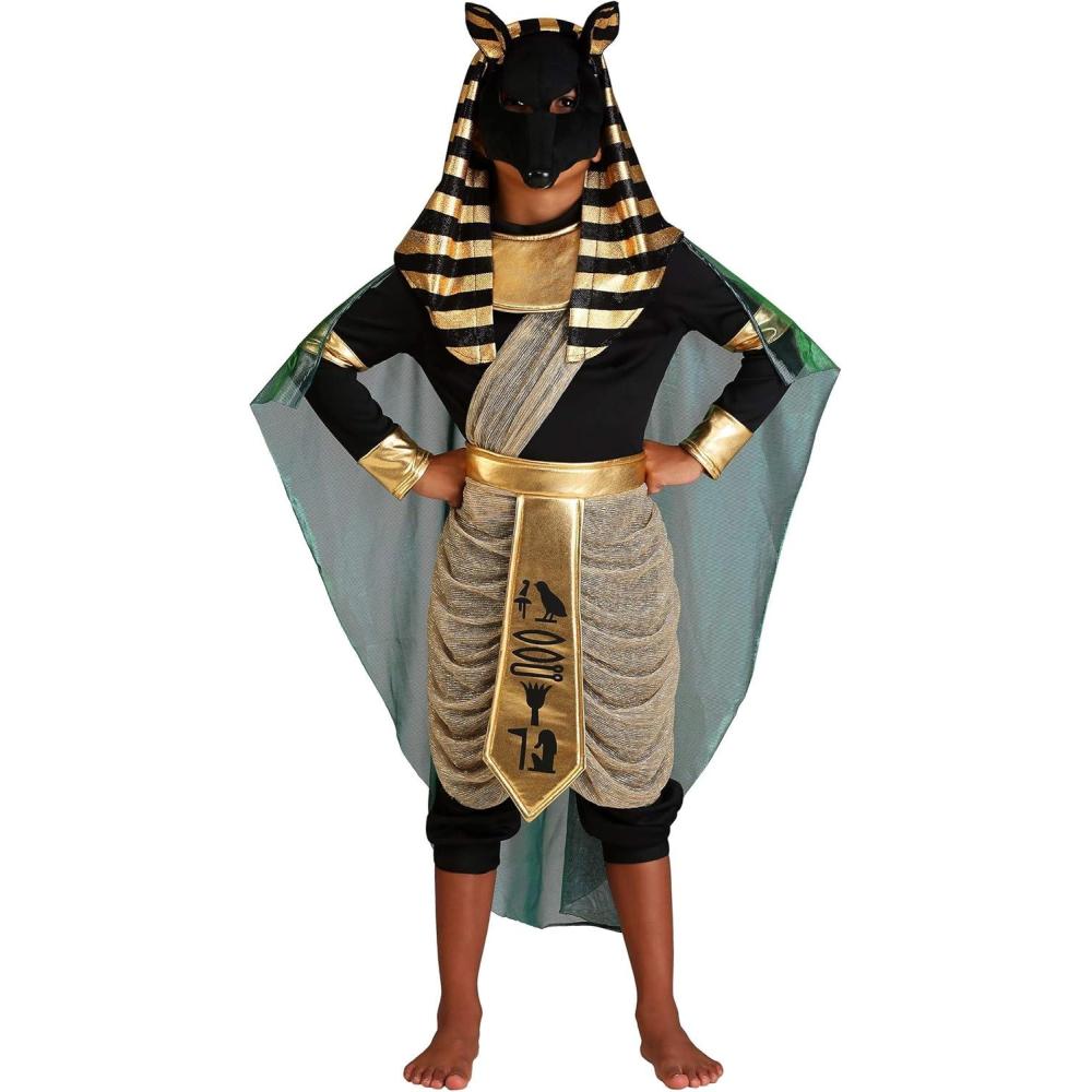 imageBoys Anubis Halloween Costume  Kids Egyptian God Pharaoh Outfit  Includes Shirt Pants Belt with Drape and Accessories