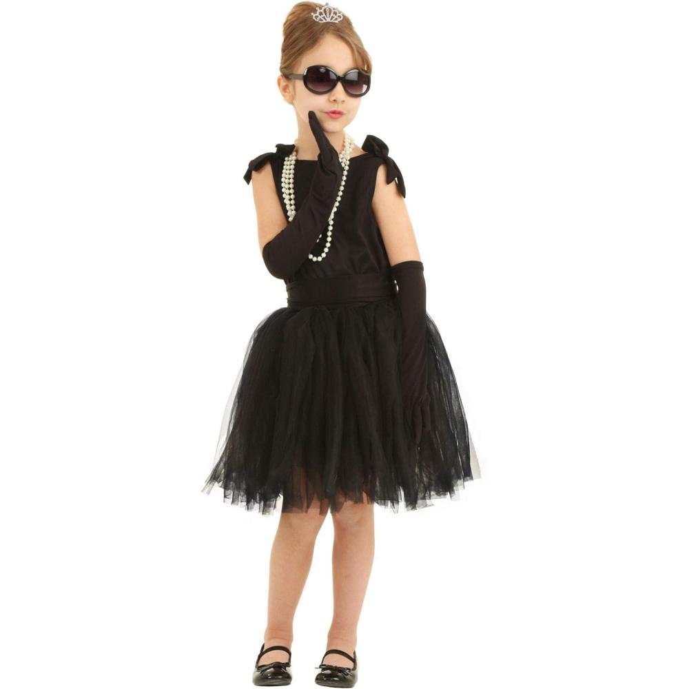 imageBreakfast at Tiffanys Holly Golightly Costume for Kids  Tutu Dress Sash Sunglasses and Gloves