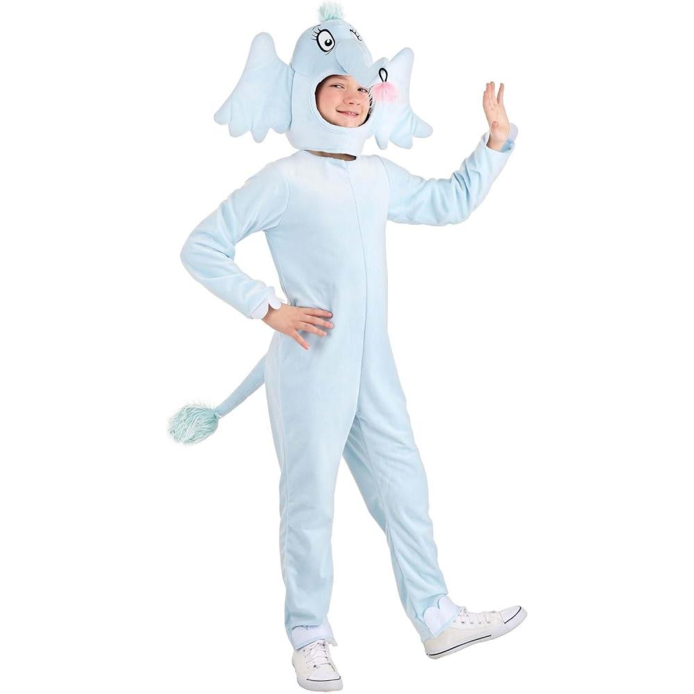 imageDr Seuss Horton Kids Costume  Velour Jumpsuit with Foam Ears and Embroidered Details