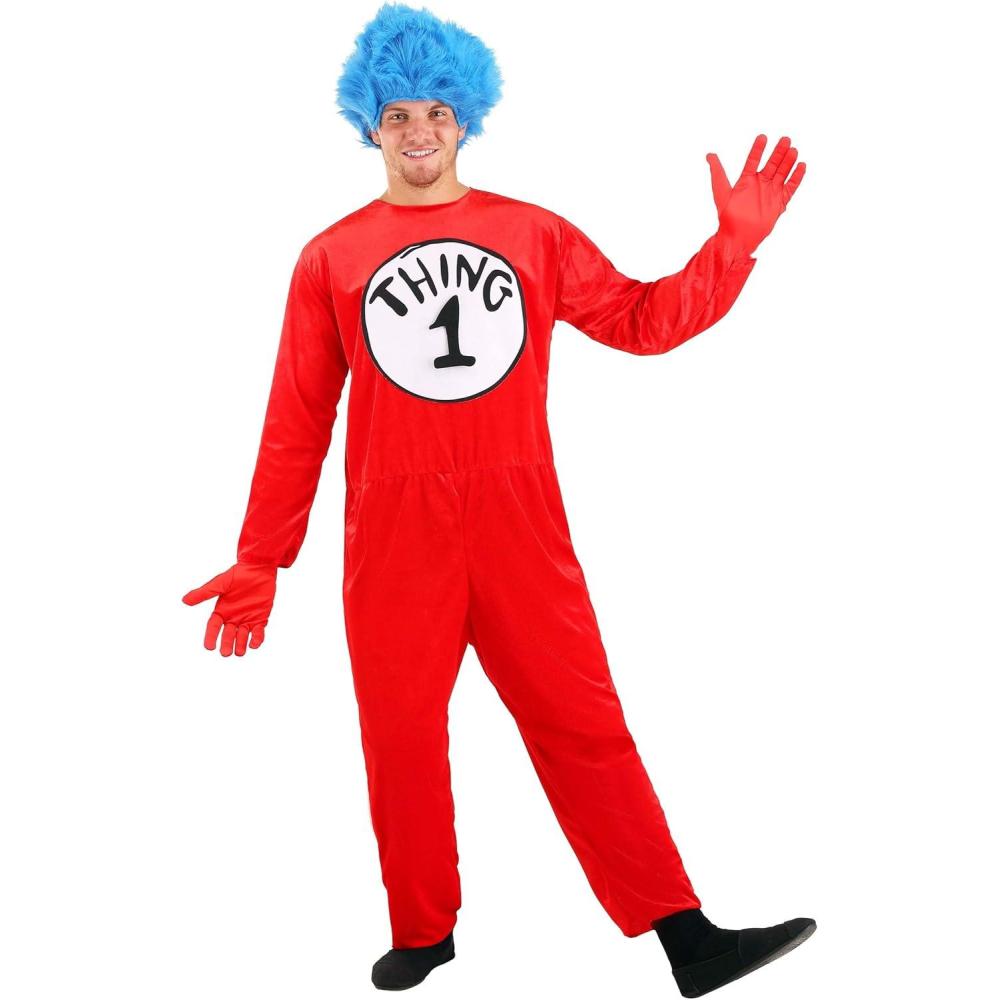 imageDr Seuss Thing 1 and Thing 2 Costume for Adults SMMulticolored