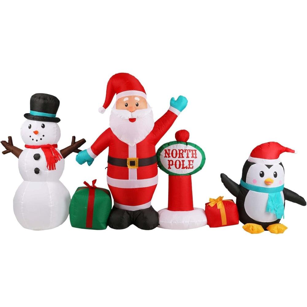 imageFun Costumes 10 Ft Wide North Pole Holiday Inflatable Scene Outdoor Decoration Santa Snowman ampamp Penguin LED LightUp Christmas DecorStandard