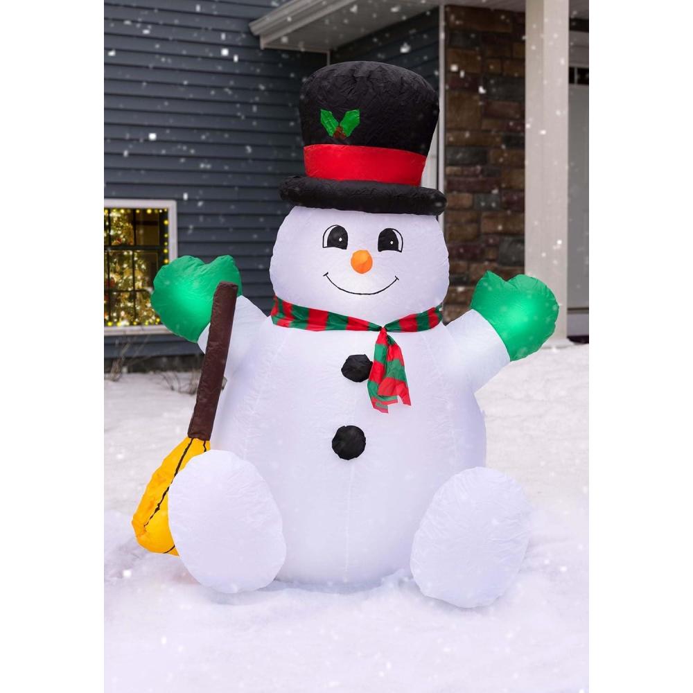 imageFun Costumes 5FT Holiday Inflatables Sitting Snowman Outdoor ampamp Indoor Decoration North Pole LightUp LED Front Yard Display DecorStandard