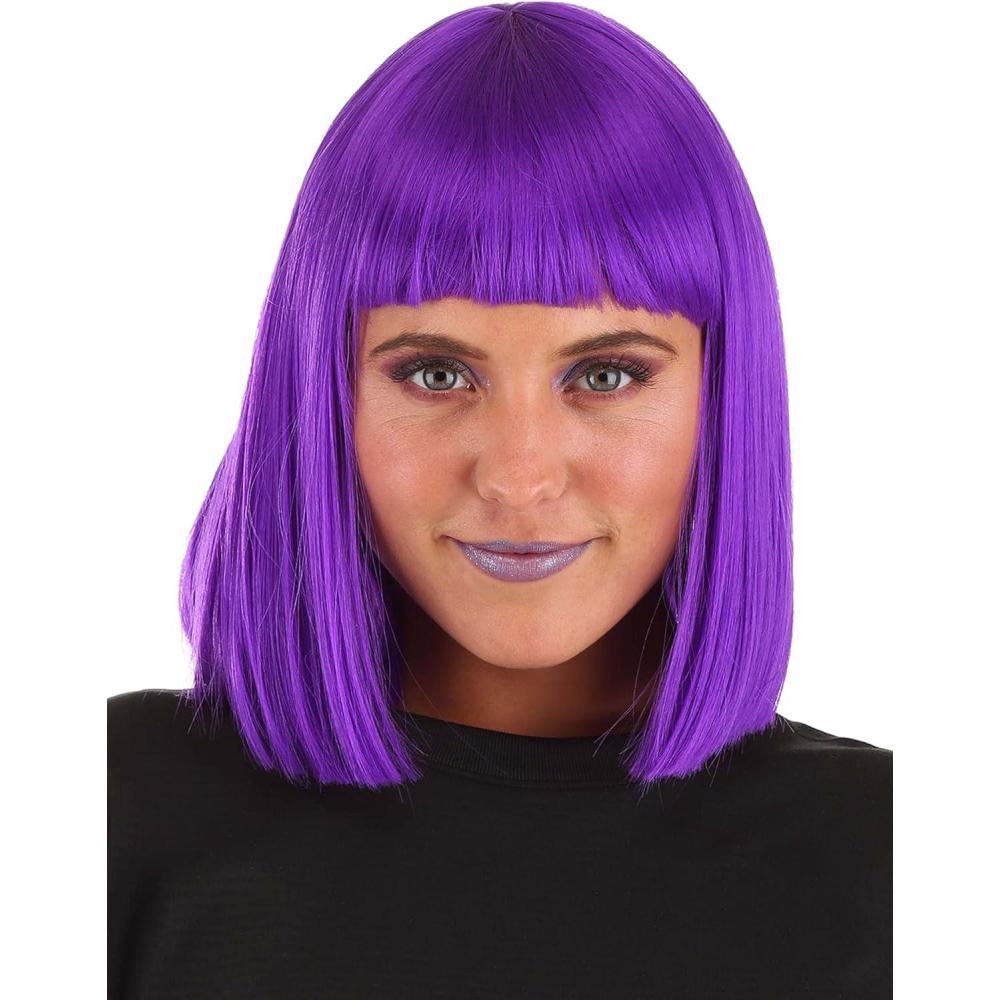imageFun Costumes Womens Light Pink Bob Wig with Bangs  Pink Wig Halloween Costume Accessory  Character Cosplay Wig for Adults Light Pink StandardCosmic Purple