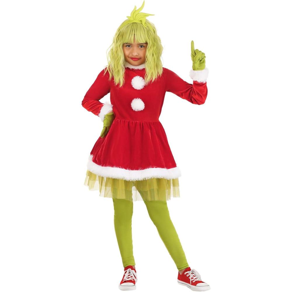 imageGirls Dr Seuss The Grinch Costume  Christmas Cosplay Dress for Kids  Movie Character Outfit  Holiday Attire
