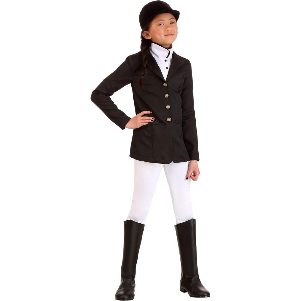 imageGirls Equestrian Halloween Costume  Kids Horse Rider Complete Outfit with Jacket Pants Jabot Hat ampamp Boot Covers