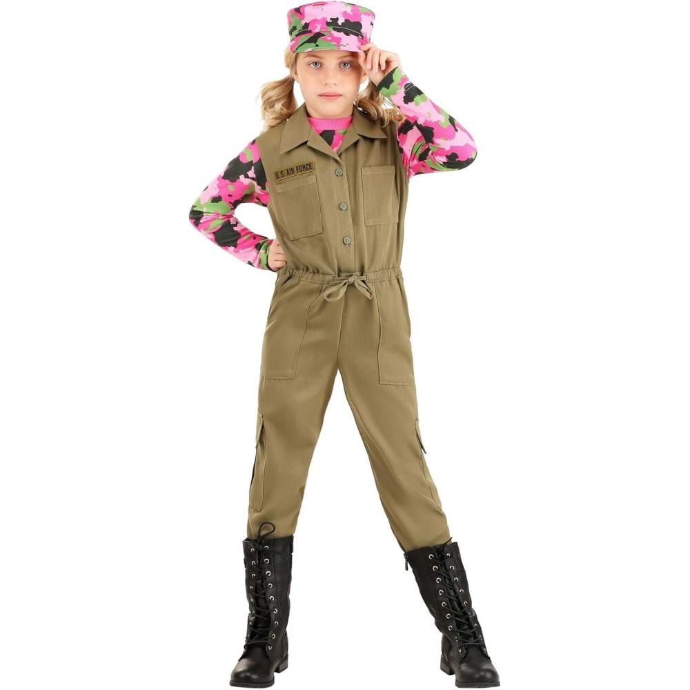 imageGirls Pink Camo Army Costume  Jumpsuit with Shirt and Hat