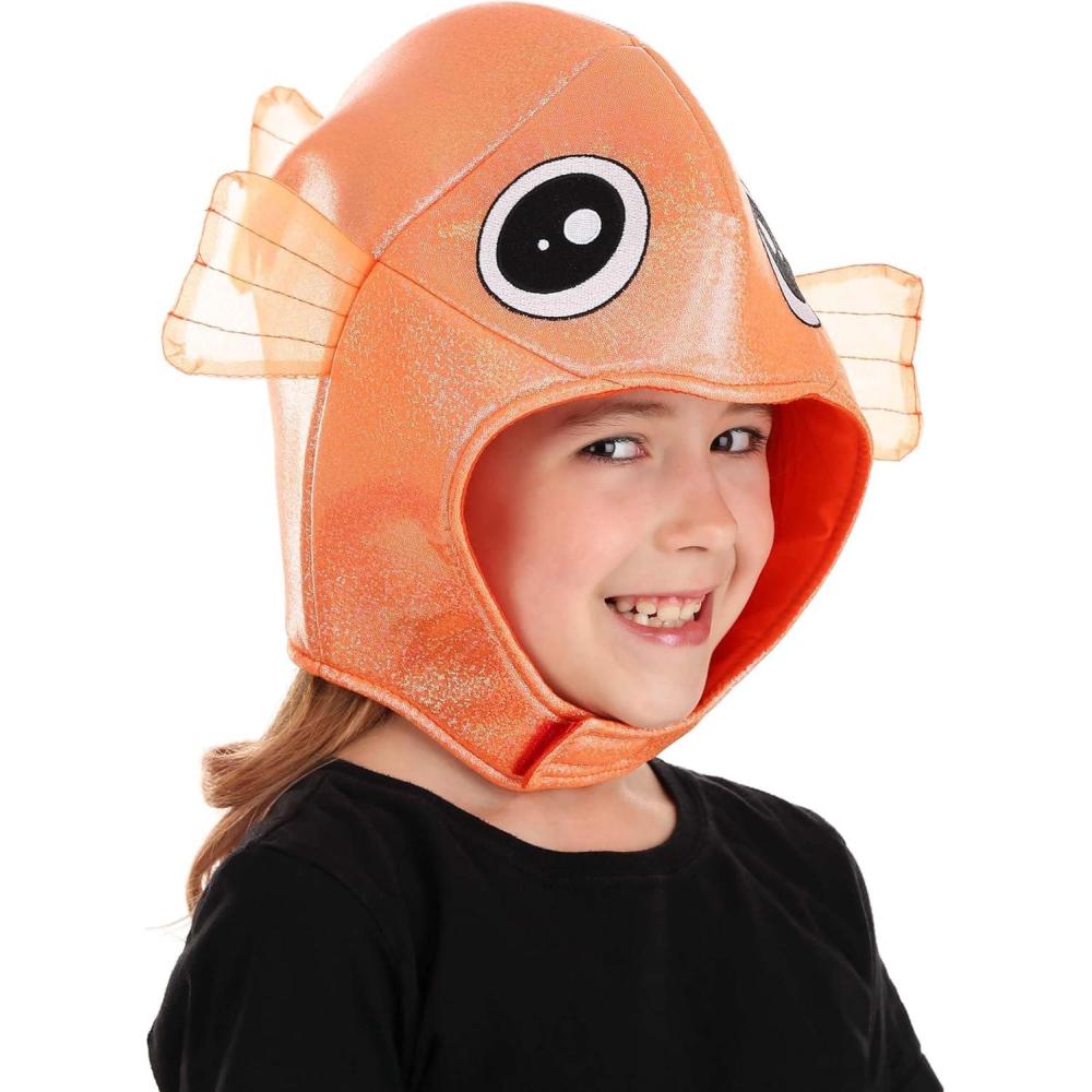 imageGoldfish Accessory Hood  Plush Foam Headpiece with Embroidered Fins One Size Fits Most