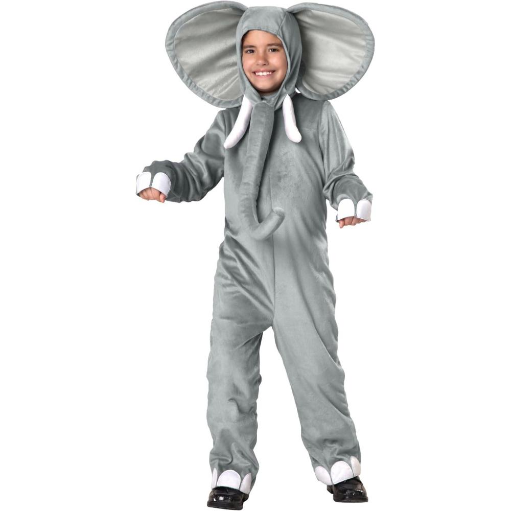 imageGray Elephant Costume for Kids African Safari Animal Halloween Jumpsuit wHeadpiece